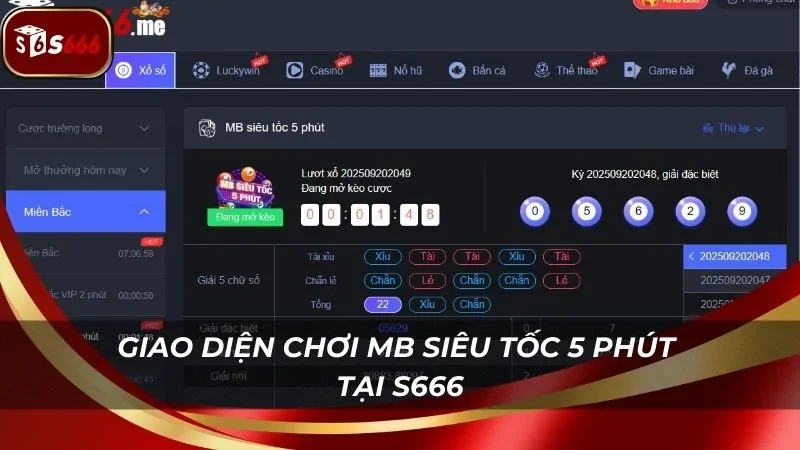 Giao diện chơi MB siêu tốc tại trang chủ nhà cái S666